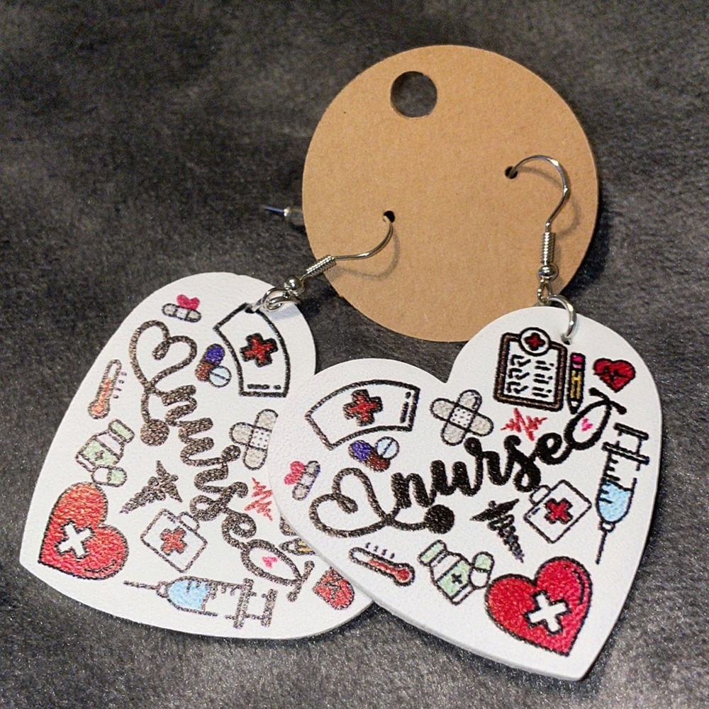 Vegan Nurse 2 Sided Pierced Earrings SUPPORT HEALTHCARE Share ♥️